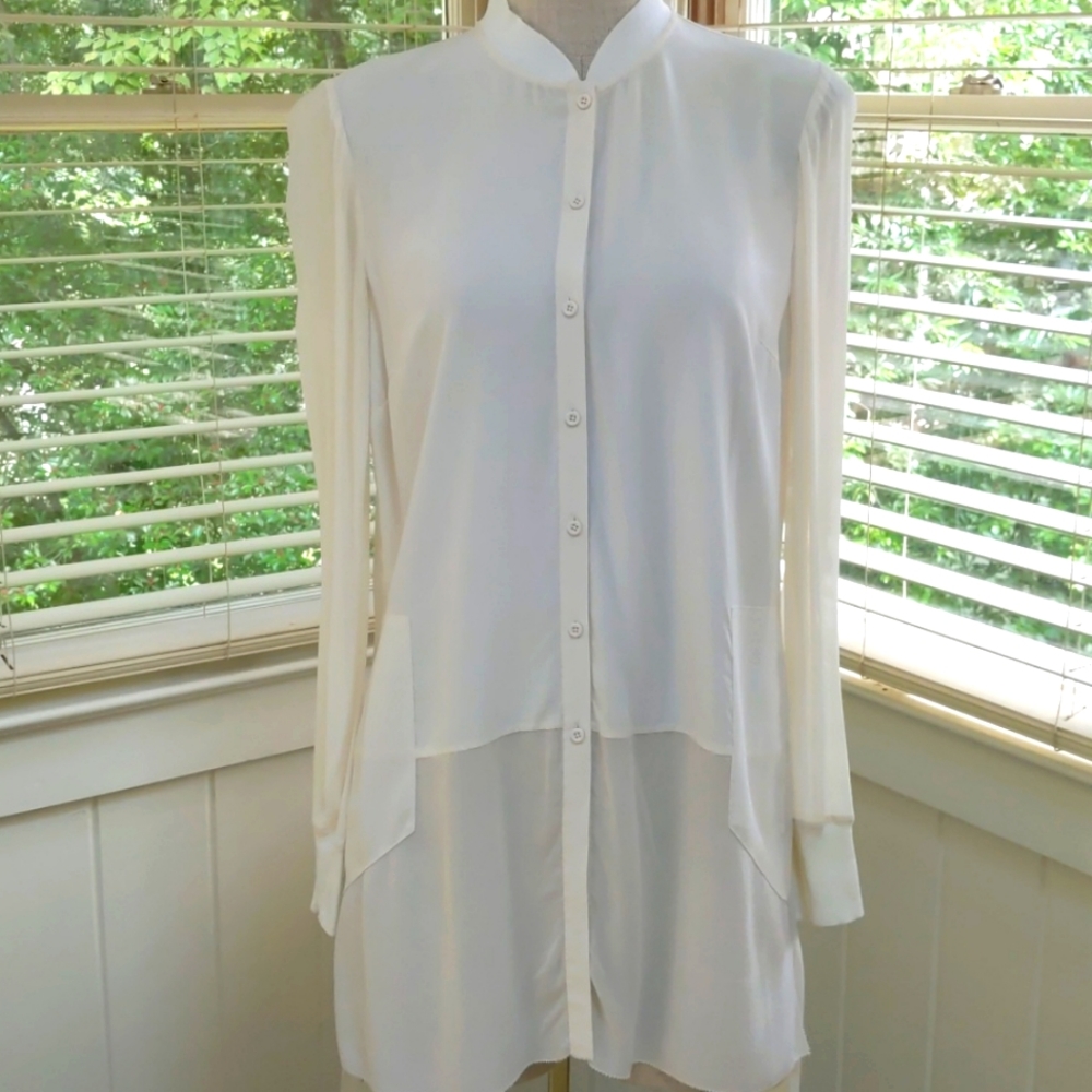 Go by Go Silk long cream silk shirt